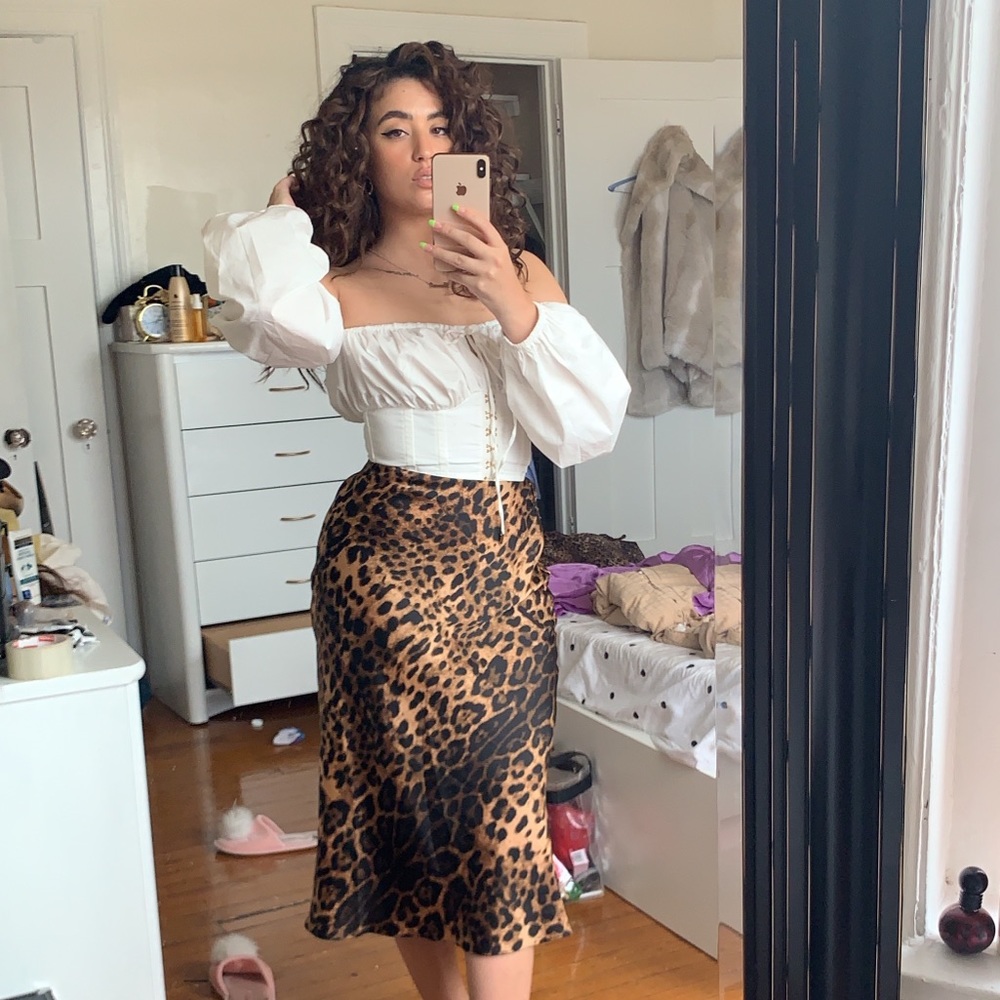 White Corset Peasant Top